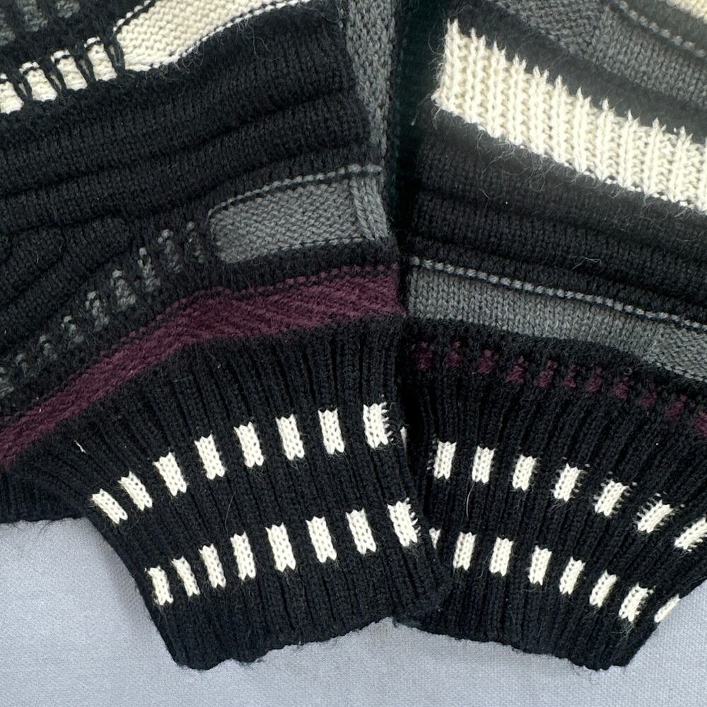 VTG 90s Textured Sweater Mens Lg Multicolor Acrylic Knit Pullover Bold Abstract - Picture 6 of 15